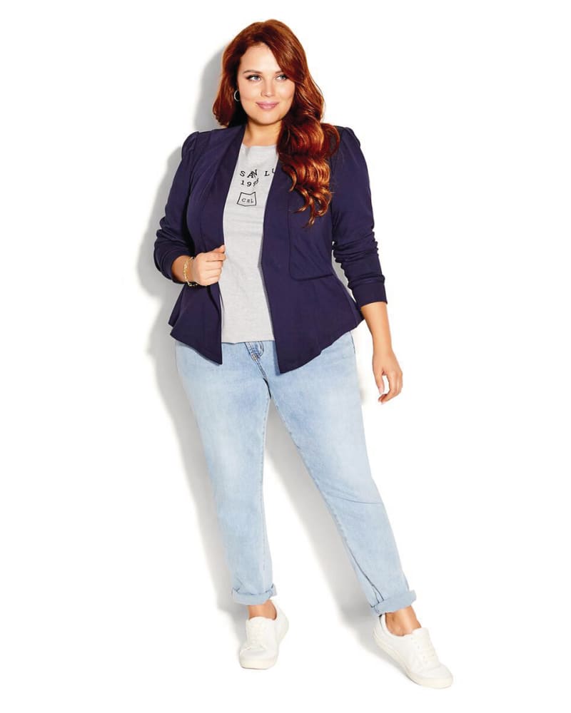Plus size model wearing Piping Praise Jacket by City Chic | Dia&Co | dia_product_style_image_id:172175
